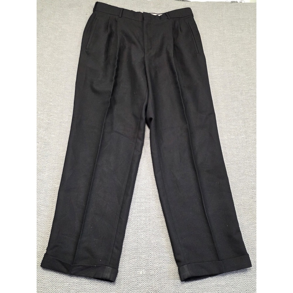 John Henry‎ Mens Black Pleated Cuffed Dress Pants 34x30 32935212 BK